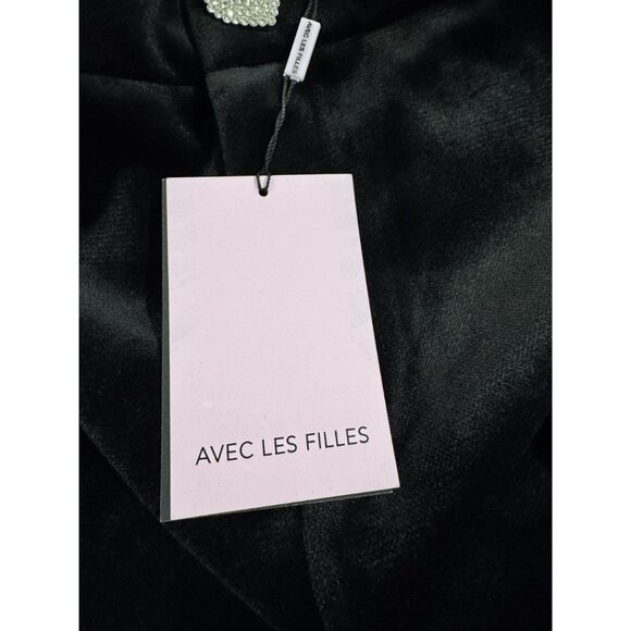 AVEC LES FILLES Women Black Velvet Dress Pants 2 - Picture 7 of 7